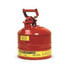 Justrite 7125100 Fuel Transfer Tank Safety Can Type I - 2-1/2 Gallon Galvanized Steel, Red, 7125100