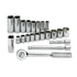 SK Hand Tool 91820 3/8" Dr 6 Pt STD and Deep Met Socket Set 22Pc