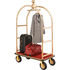985119GD by GLOBAL INDUSTRIAL - Luggage Cart - Curved Uprights, 8" Pneumatic Wheel, Gold Stainless Steel, Red Carpet