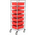 269028RD by GLOBAL INDUSTRIAL - Global Industrial Chrome Wire Cart 21 x 24 x 69 with 7 6"H Grid Containers Red