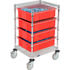 269027RD by GLOBAL INDUSTRIAL - Global Industrial Chrome Wire Cart With (4) 6"H Red Grid Containers 21" x 24" x 40"
