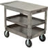 800331 by GLOBAL INDUSTRIAL - Global Industrial Flat Top Plastic Utility Cart, 3 Shelf, 44"Lx25-1/2"W, 8" Casters, Gray