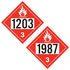13355 by JJ KELLER - 1203/1987 Placard - Class 3 Flammable Liquid - 20 mil Polystyrene, Unlaminated