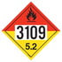 JJ Keller 13740 Hazmat Placard Organic Peroxide Placard - UN 3109, Division 5.2, 4 mil Vinyl Adhesive, 10-3/4 in. Square
