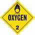 313 by JJ KELLER - Division 2.2 Oxygen Placard - Worded - 176 lb Polycoated Tagboard