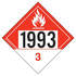 JJ Keller 3535 1993 Placard - Class 3 Combustible Liquid - 4 mil Vinyl Removable Adhesive