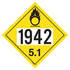 JJ Keller 3567 1942 Placard - Division 5.1 Oxidizer - 4 mil Vinyl Permanent Adhesive