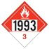 JJ Keller 50929 1993 Placard - Class 3 Combustible Liquid - 3.2 mil Vinyl Removable Adhesive - Economy