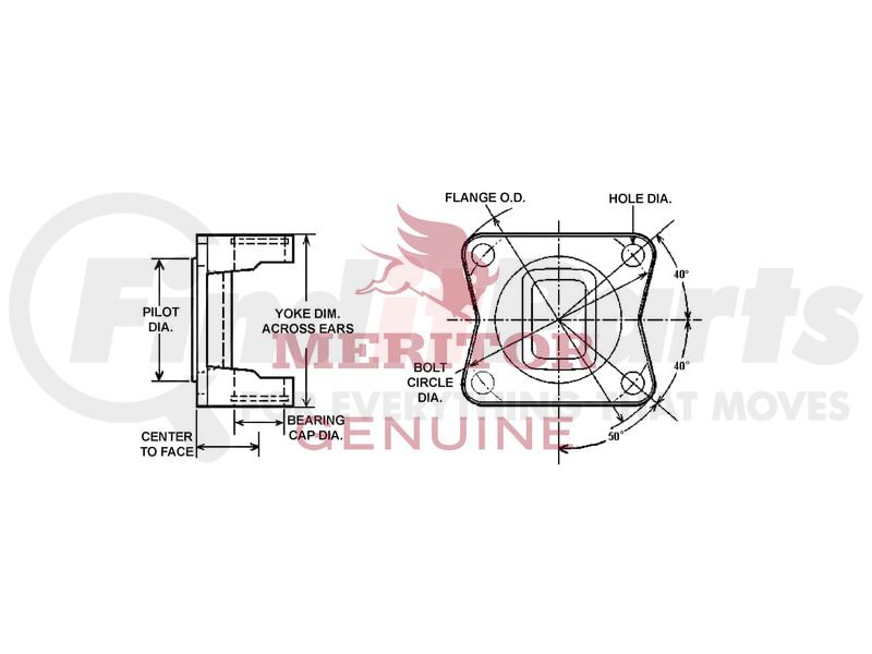 Meritor 3XRF2 Drive Shaft Flange Yoke + Cross Reference | FinditParts