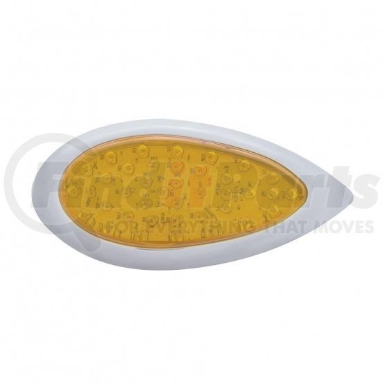 Amber LED/Amber Lens 39 LEDTeardrop Turn Signal Light w/Bezel 