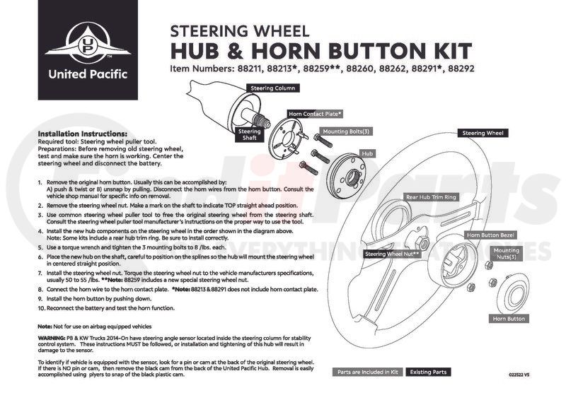 United Pacific 88262 Steering Wheel Hub FinditParts