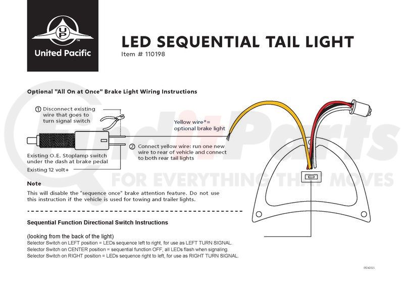 United Pacific Bright LED Tail Light For 1957 Chevrolet Bel Air, 150 & 210 – Red Lens, 12V, Pair