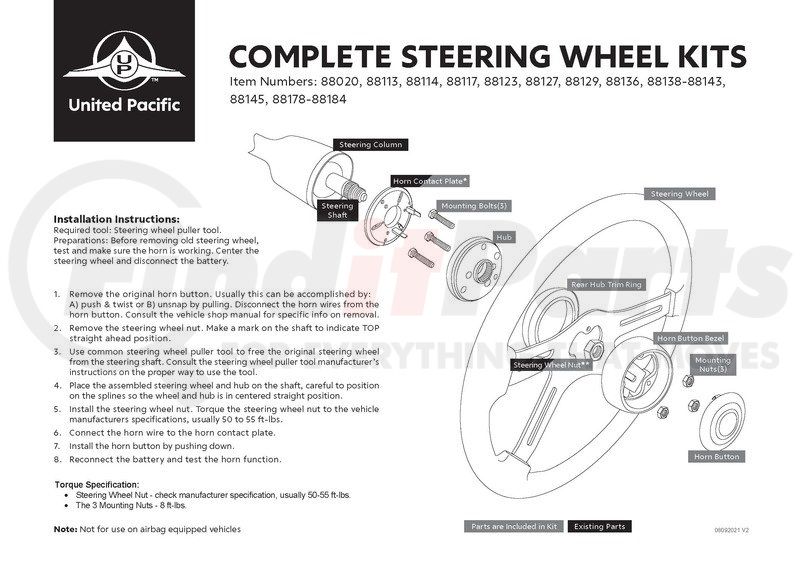 United Pacific 88141 Steering Wheel | FinditParts