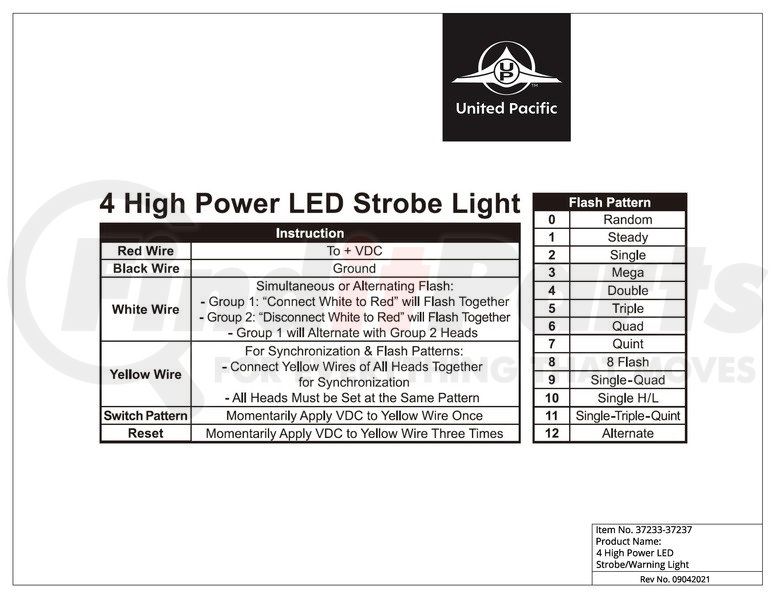 37233 by UNITED PACIFIC - Multi-Purpose Warning Light - 4 LED