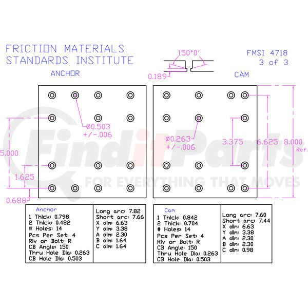 Rsm4718d By Abex Abex Friction Rsm4718d Drum Brake Shoe Lining