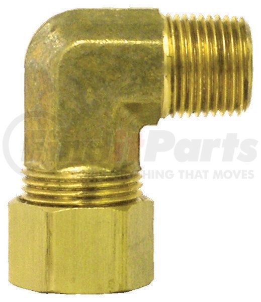 1/4 Compression X 1/8 MPT 90 Degree Male Pipe Brass Elbow, 69-4A