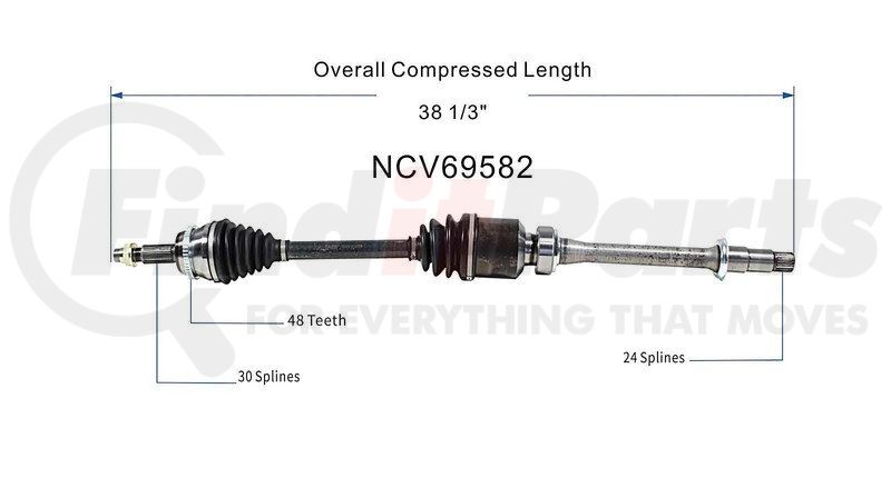 GSP Auto Parts North America Inc NCV69582 CV Axle Assembly + Cross  Reference | FinditParts