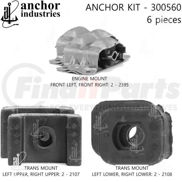 300560 by ANCHOR MOTOR MOUNTS Engine Mount Kit 6Piece Kit