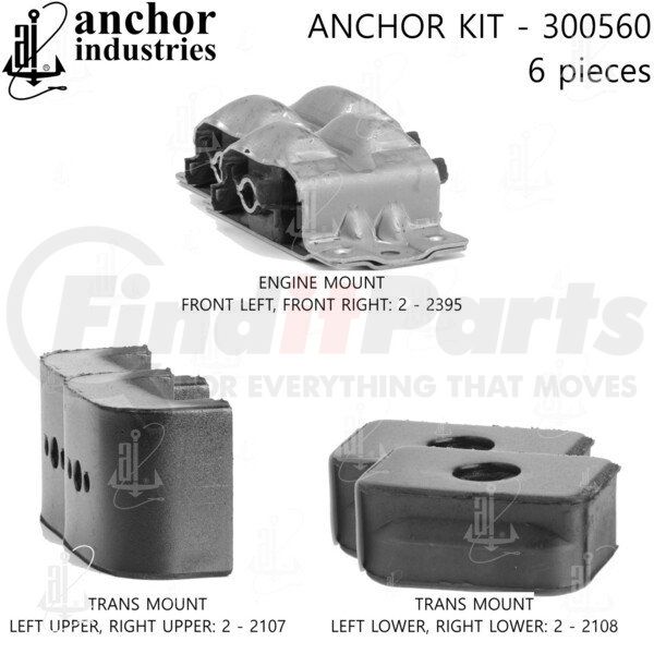 300560 by ANCHOR MOTOR MOUNTS Engine Mount Kit 6Piece Kit