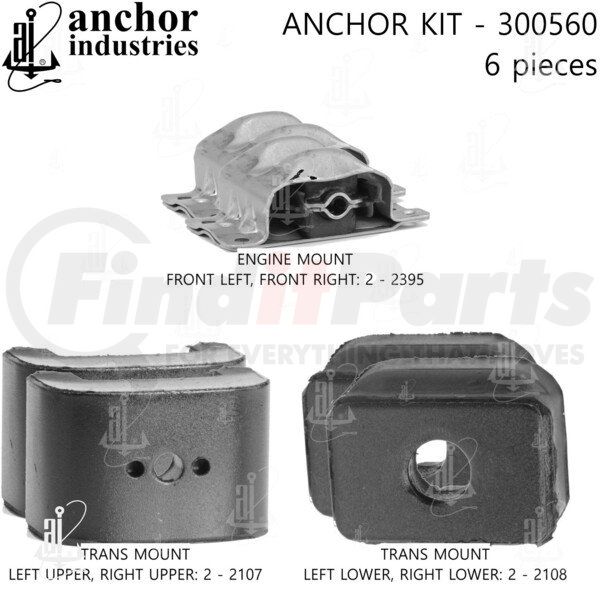 300560 by ANCHOR MOTOR MOUNTS Engine Mount Kit 6Piece Kit