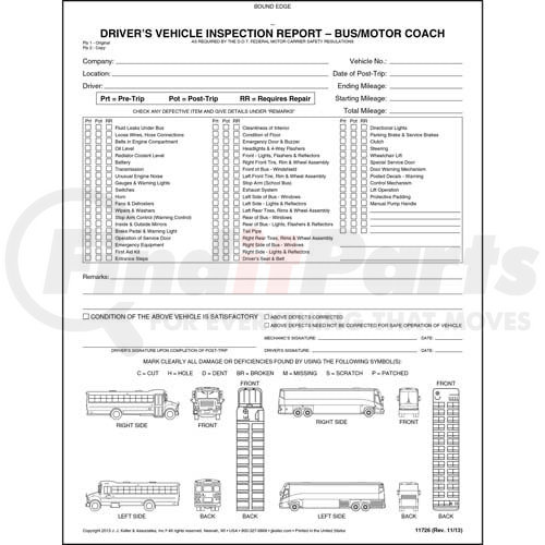 11726 by JJ KELLER - Detailed Driver's Vehicle Inspection Reports w ...