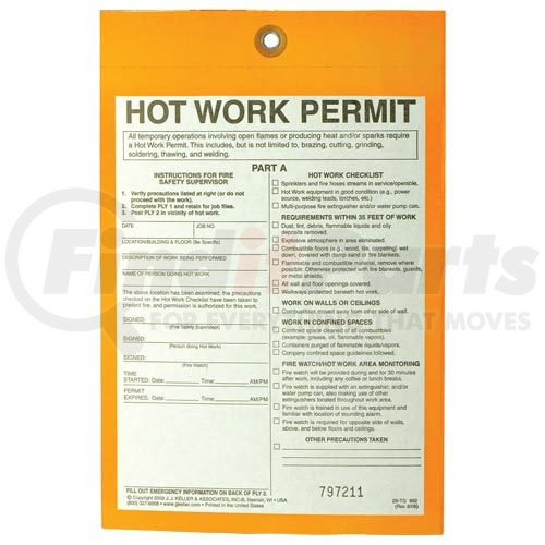 982 by JJ KELLER - Hot Work Permit Tag - 6