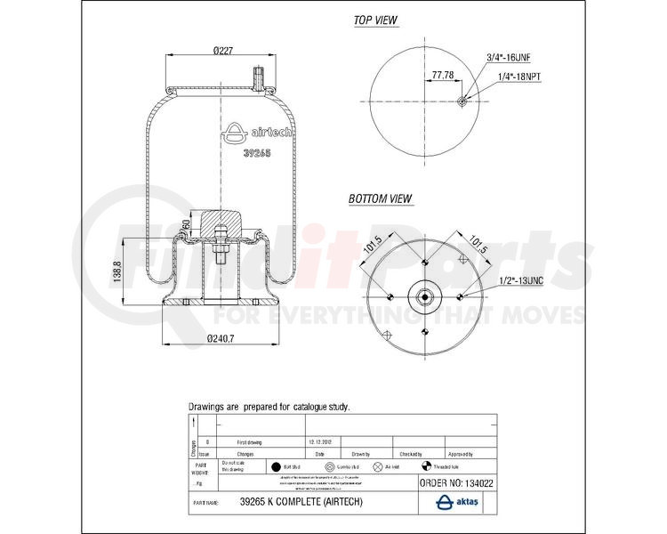Airtech Air Springs 39265K Suspension Air Spring Kit + Cross Reference