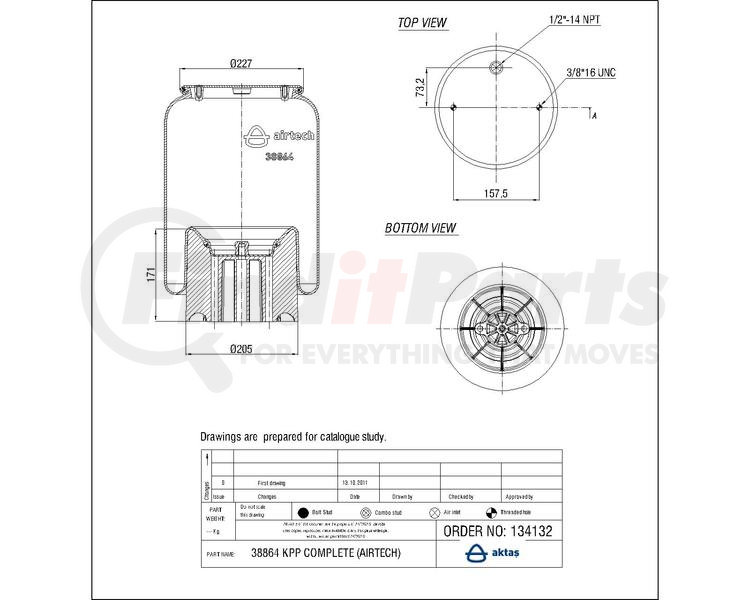 Airtech Air Springs 38864KPP Suspension Air Spring Kit + Cross