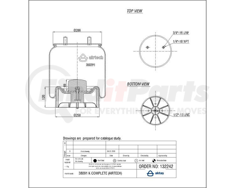 Airtech Air Springs 38091KPP Suspension Air Spring Kit + Cross