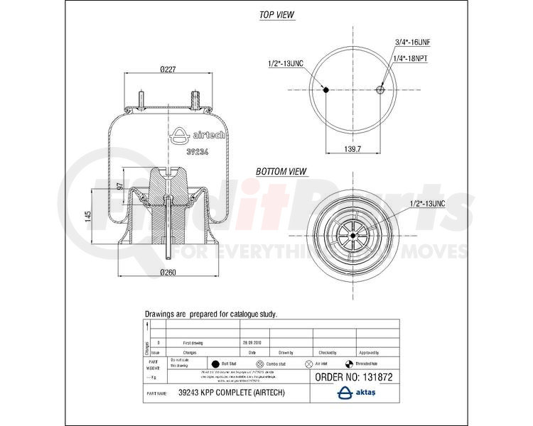Airtech Air Springs 39243KPP Suspension Air Spring Kit + Cross
