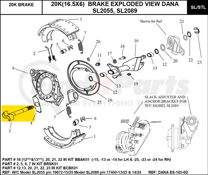 816969N by BENDIX Air Brake SCamshaft, Service New