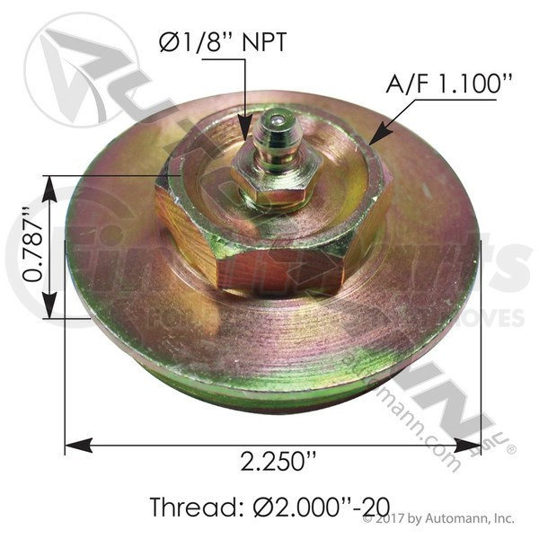 Automann 460.98 - KING PIN CAP, 13K-16K Westport Axle, 2.0in-20 Threads ...