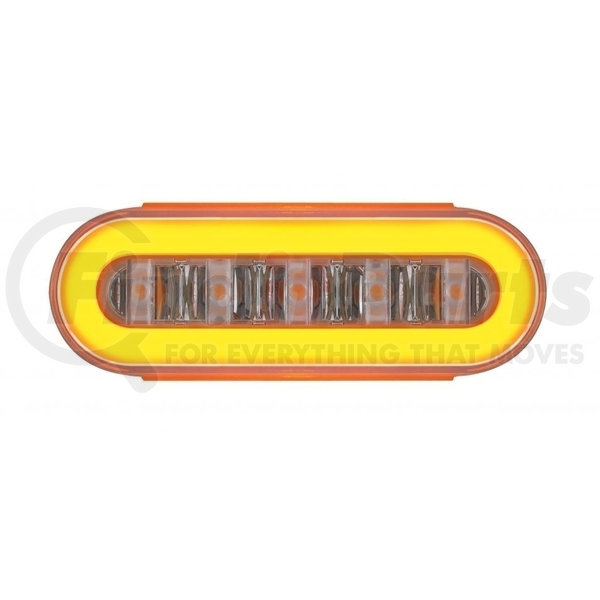 Amber LED/Clear Lens United Pacific 22 LED 6-in Oval "GLO" Turn Signal Light