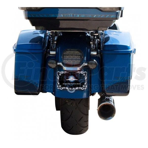 United Pacific 50129 Black Chrome/Flame Motorcycle License Plate Frame United Pacific 50129 Black Chrome/Flame Motorcycle License Plate Frame