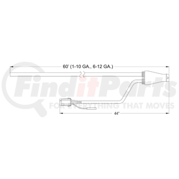 66701 by GROTE UBS® Main Harness 44" ABS DropOut 60' Long