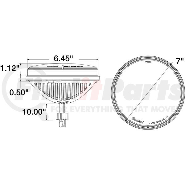 Truck-Lite 27270C LED Headlight – 7" Round, Chrome, DOT/SAE Certified (12V/24V)