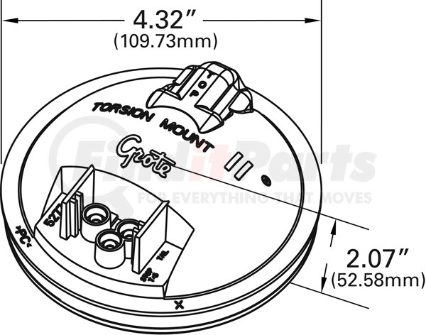 Grote 52152 Torsion Mount II 4 Red Tail Lamp