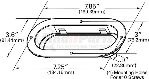 Grote 43222 Black Theft-Resistant Mounting Flange For 6/" Oval Lights