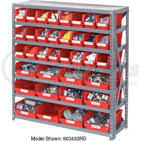 Global Industrial 7 Shelf Steel Shelving with (36) 4 H Plastic Shelf Bins,  Yellow, 36x12x39