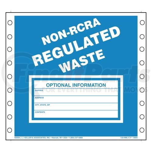 JJ Keller 13805 - Non-RCRA Regulated Waste Labels - Paper, Continuous ...