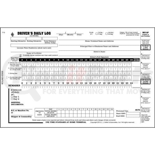 2-In-1 Driver's Daily Log Book w/Detailed DVIR, 3-Ply, w/Carbon, No Recap -  Personalized
