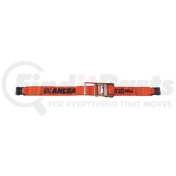49346-90-30 by ANCRA Ratchet Tie Down Strap in. x 360 in., Orange,  Polyester, with Flat Hooks, Heavy-Duty