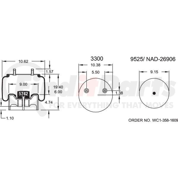 Freightliner FI-W01-358-8709 Air Suspension Spring | FinditParts